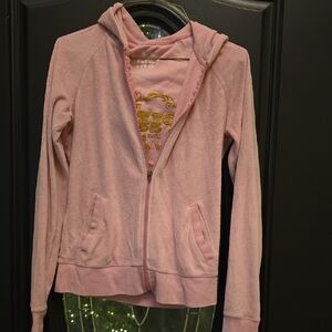 PINK Victoria's Secret Light Pink  Velvet Hoodie sz small